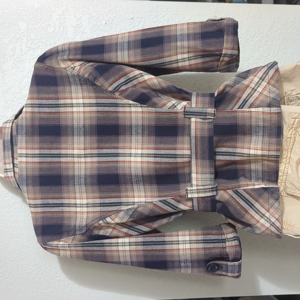 Vintage Millenium Brown Plaid Puff Shoulder Belted Blazer Jacket Medium - Picture 3 of 7